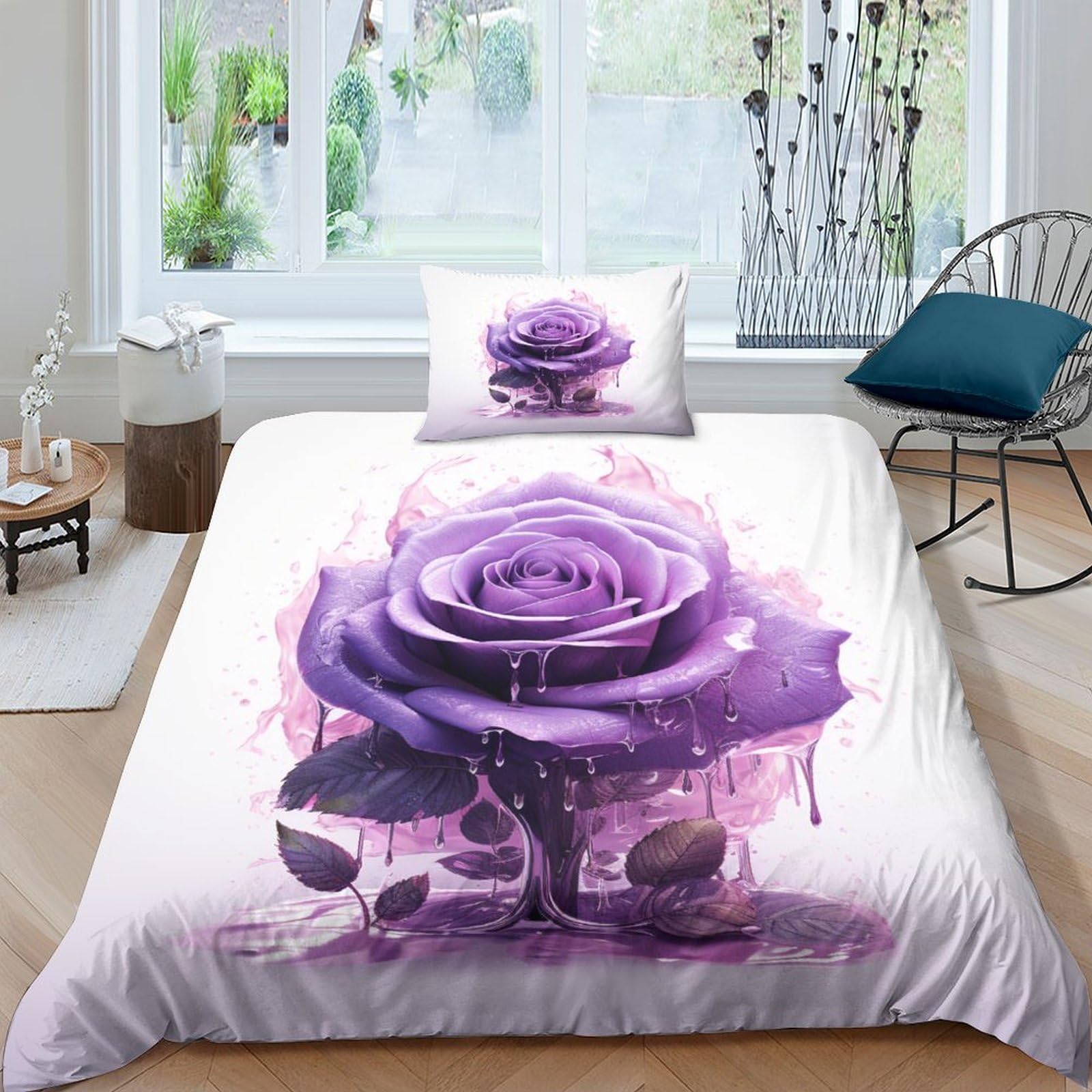 Housse de couette infroissable 135x200 cm pour lit simple sans repassage