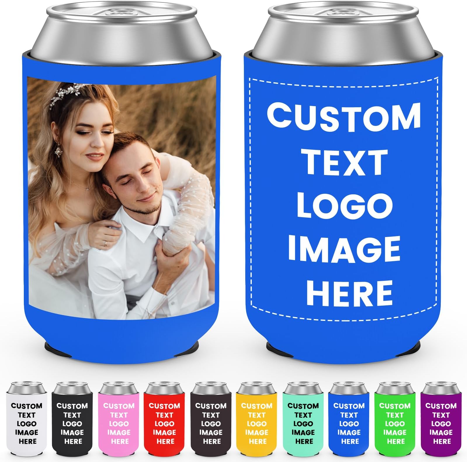 Custom Can Cooler Sleeve Bulk, 30 Pack Personalized Collapsible Can Cooler, 12oz Neoprene Can Sleeves Insulated Can Coolers with Logo/Image/Text for Wedding, Birthday, Party, Picnics