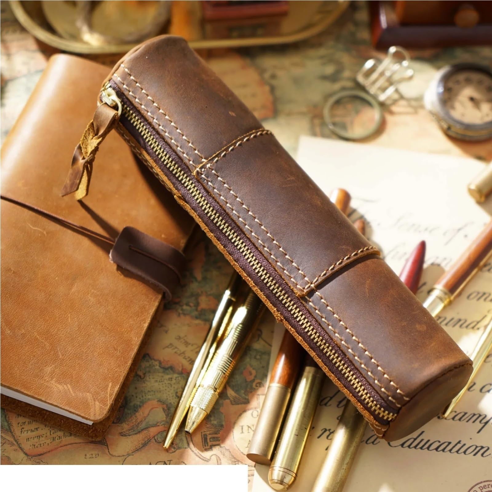 Astuccio in pelle con cerniera