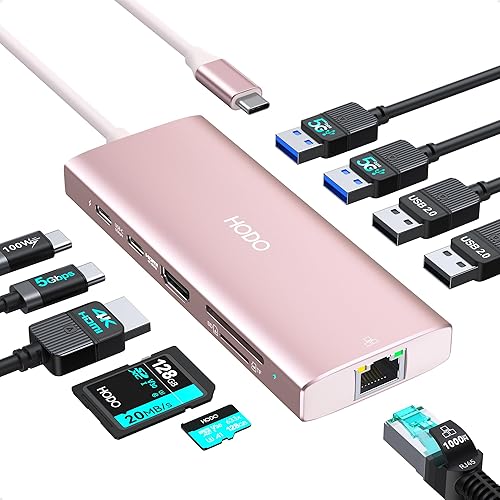 Miniatura 12 de Estación de acoplamiento USB C con adaptador para monitor dual para Dell HP, estación de acoplamiento para portátil con 3 monitores, pantalla