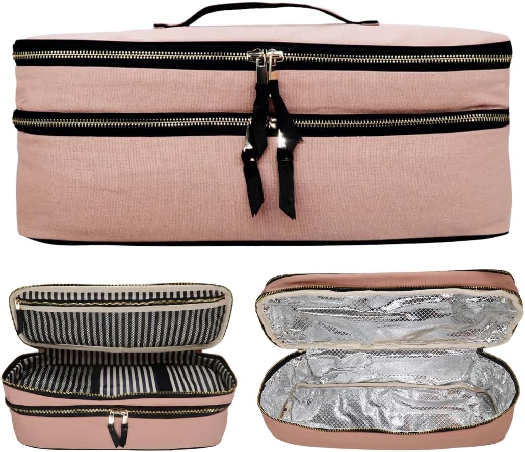 Bag-all Double Hair Tools Travel Bag | Curling Iron Travel Case Heat Resistant | Traveling Case for Grooming Supplies | Hair Straightener Pouch for Hot Tools for Women | Cream