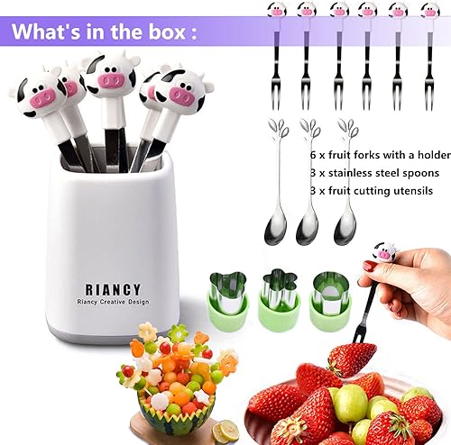 Miniatura 2 de 12 tenedores pequeños para aperitivos tenedores de cóctel de animales lindos tenedores de ensalada pequeños tenedores de aperitivopostre púas de