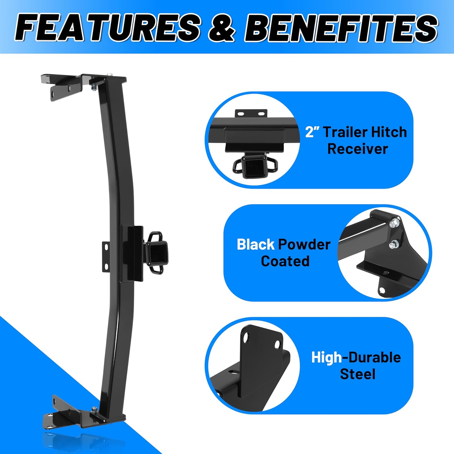 ECOTRIC Class 4 Trailer Hitch,2In Rear Tow Hitch Receiver, Compatible with 2015-2022 Chevy Chevrolet Colorado GMC Canyon 800/8,000lbs Capacity
