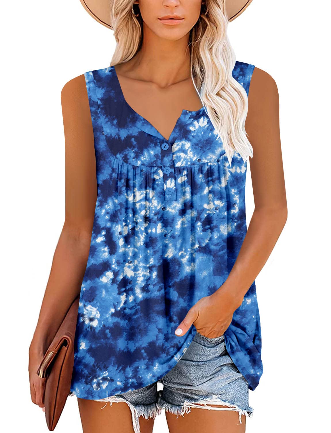 MODARANI Womens Pullover Hoodie Sweatshirts Casual Tunic Tops Kangaroo Pocket Shirts Tie Dye&Floral Print