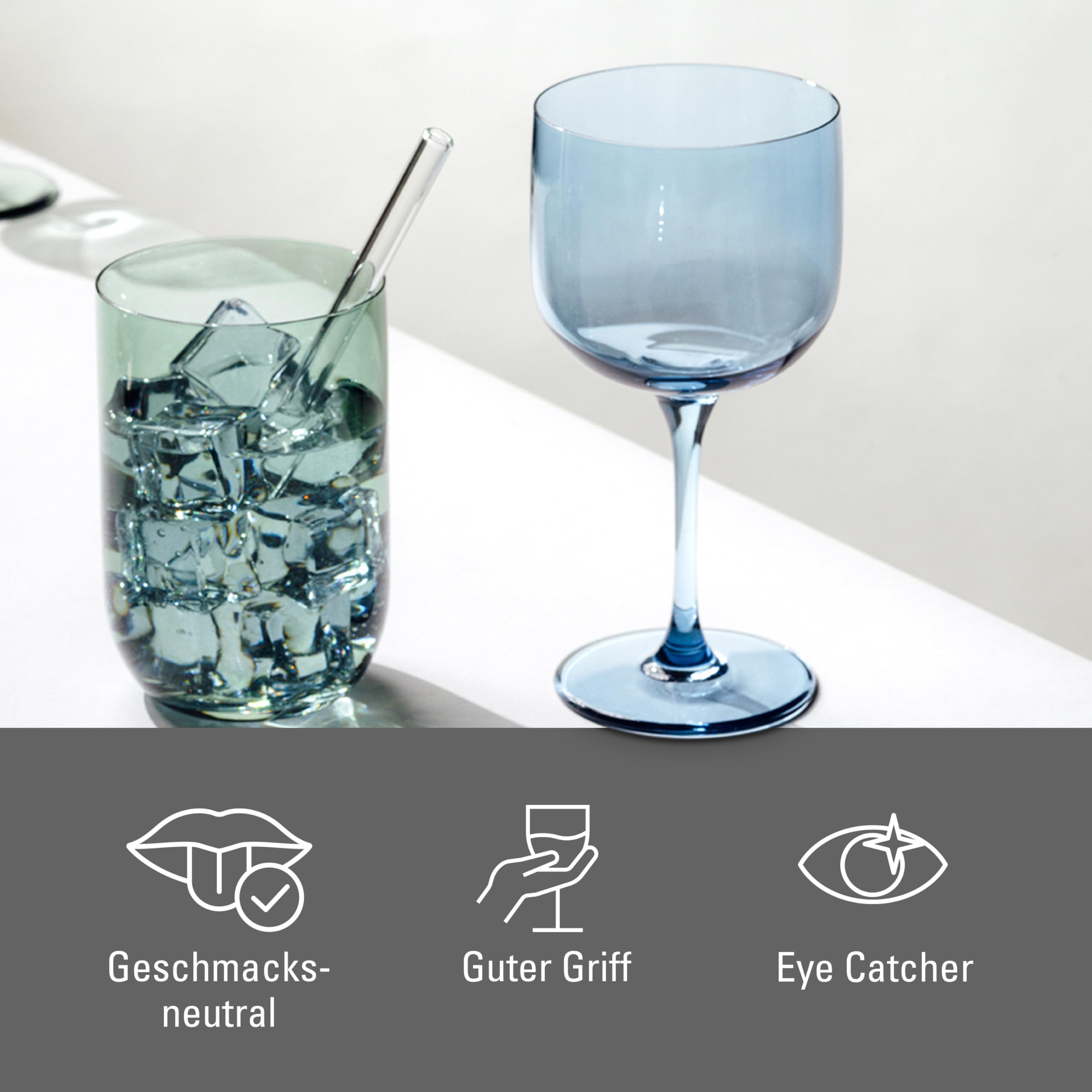 like. by Villeroy & Boch – Like Ice calice da vino set da 2 pz., vetro colorato blu ghiaccio, capacità 270ml