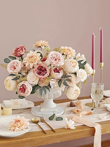 Miniatura 4 de MISSPIN Flores artificiales, flores falsas de Navidad, juego de caja de vegetación para boda, bricolaje, ramos de novia, centros de mesa, arreglos,