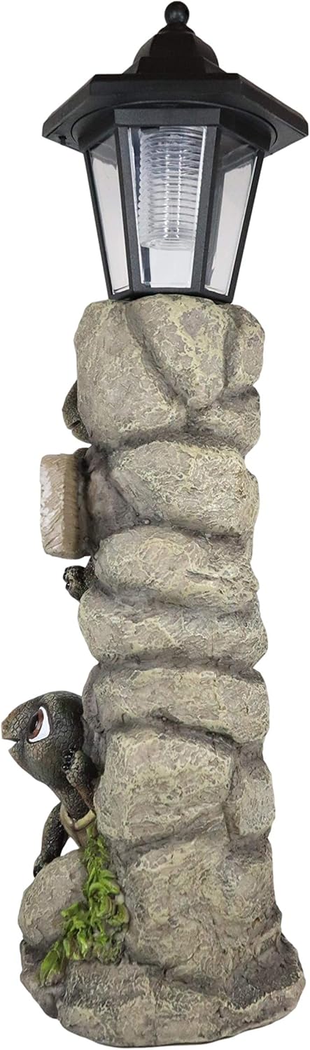 Ebros Gift Whimsical 2 Baby Tortoise Turtles Holding Shello Greeting Sign On Rock Outpost Solar LED Courtesy Path Light Garden Statue Home Decorative Patio Figurine