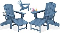 Vista 1 de KINGYES Silla Adirondack Plegable Ajustable con Reposapiés y Organizador de Reposabrazos Multifuncional 4 en 1, Silla Reclinable Adirondack Plegable