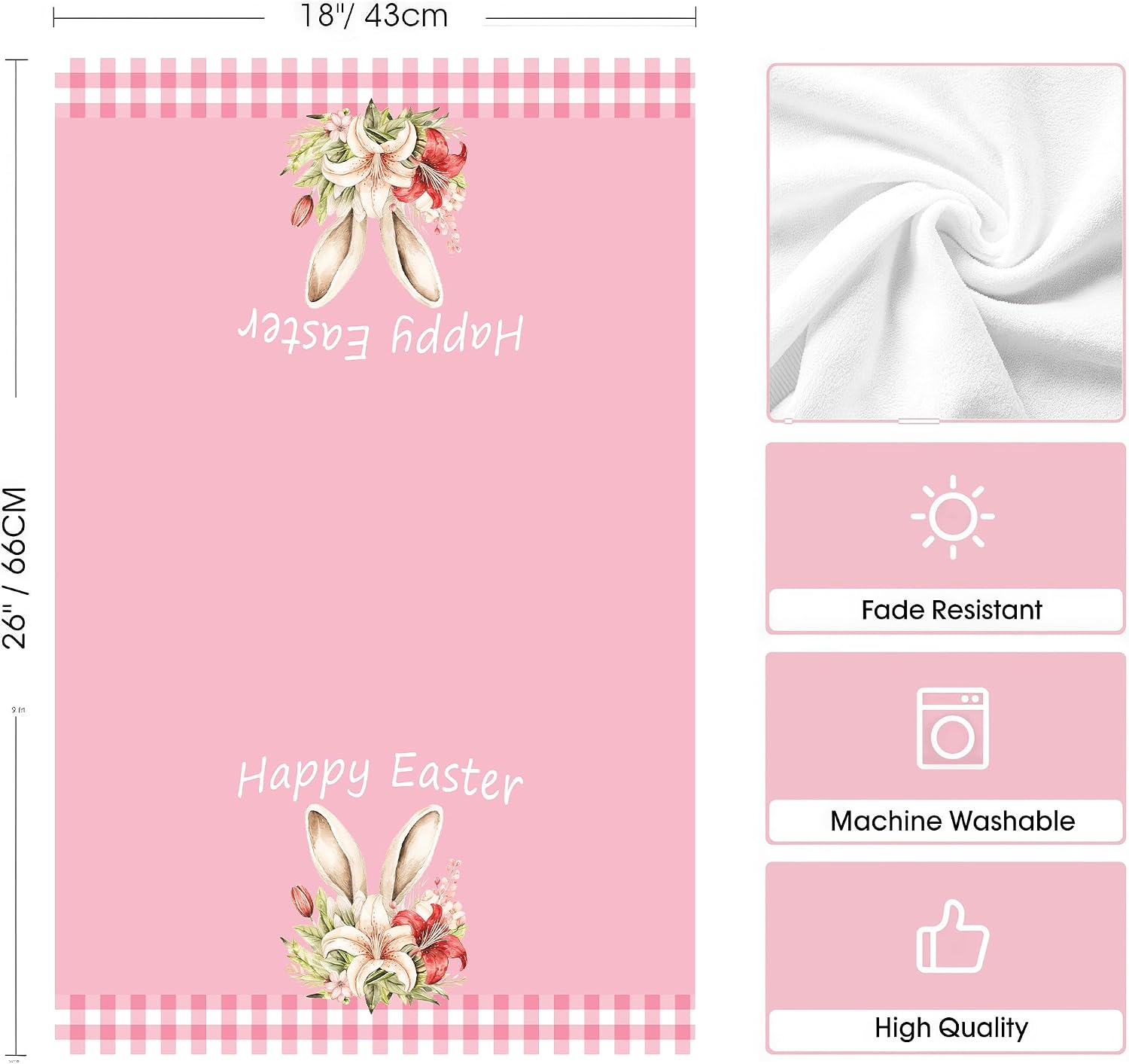 Easter Dish Towels Bunny Egg Printed Kitchen Set image 2
