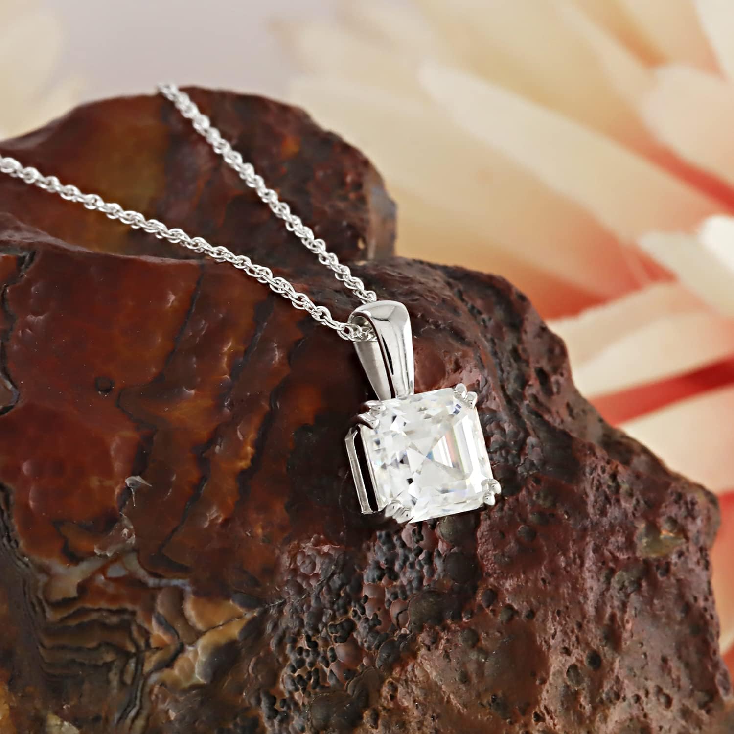 AFFY Asscher Cut Cubic Zirconia Solitaire Pendant in 14K Gold Over Sterling Silver - Image 4