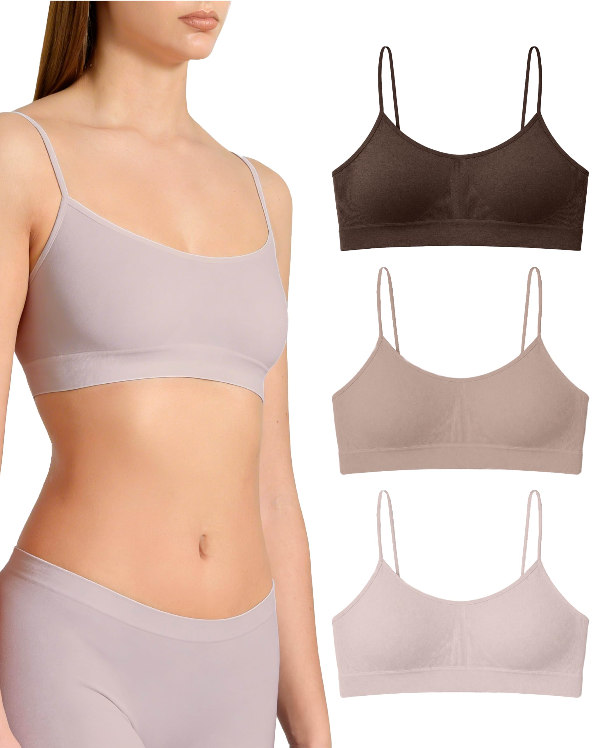 Risalti Reggiseno Senza Ferretto Spalla Stretta 3 pz - Bralette Donna Senza Cuciture ed Etichette, Reggiseno Donna in Microfibra Elasticizzata, Brassiere, Top Morbido, Intimo - Made in Italy