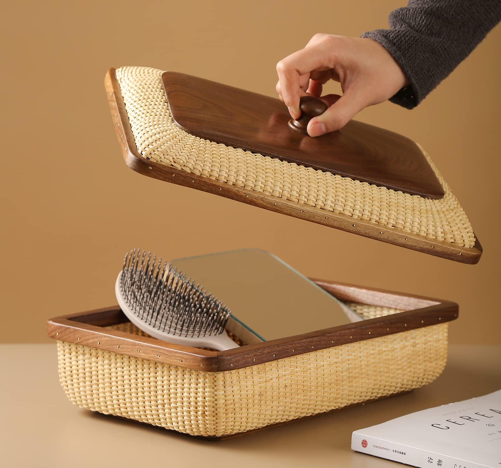 Amazon｜Teng Jin 長方形蓋付き ハンドメイド ナンタケットバスケット