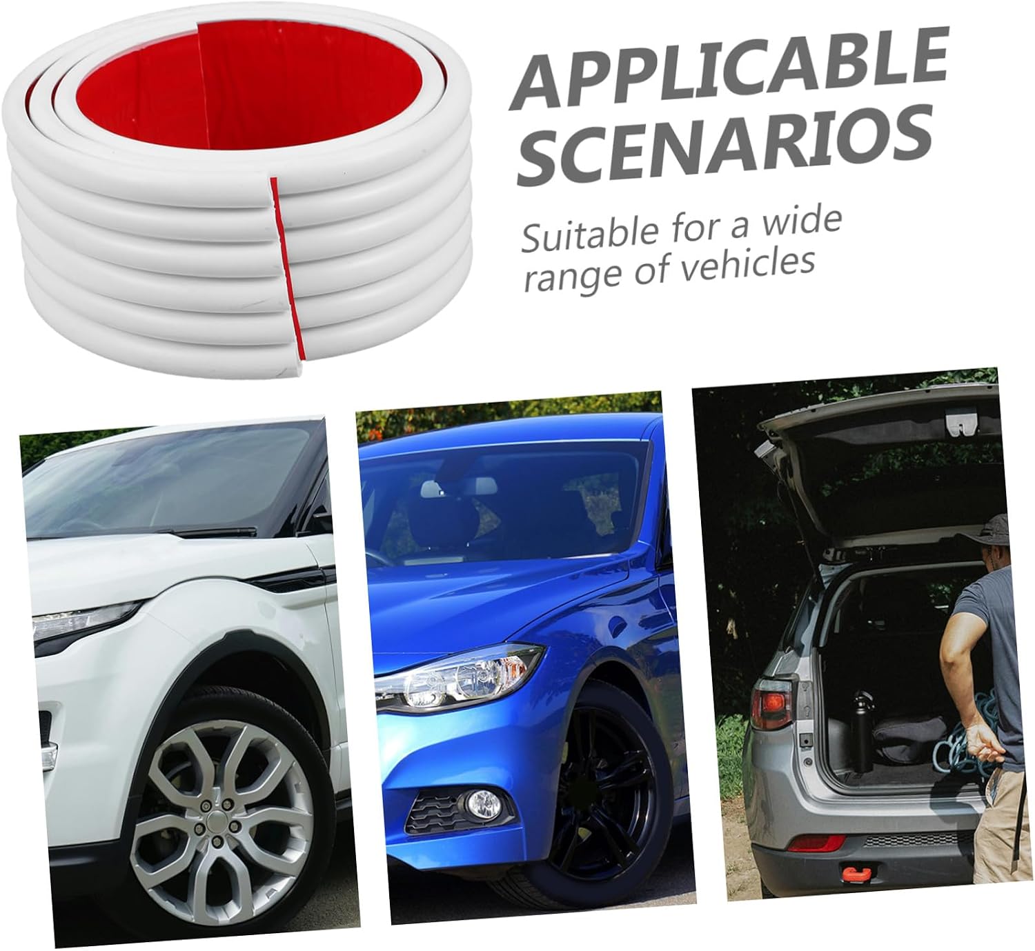 CHILDWEET PVC Garage Wall Protector Strip for Car Doors and Vehicles, White Bumper Guard with Low Maintenance and Weather Resistance, for Parking Spaces and Warehouses
