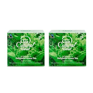 Tea Culture of The World Delightful Green Tea | Teabags | Premium First Quality Teabags | Himalayan Green Tea Leaves | Tea Green First Flush, 32 Count