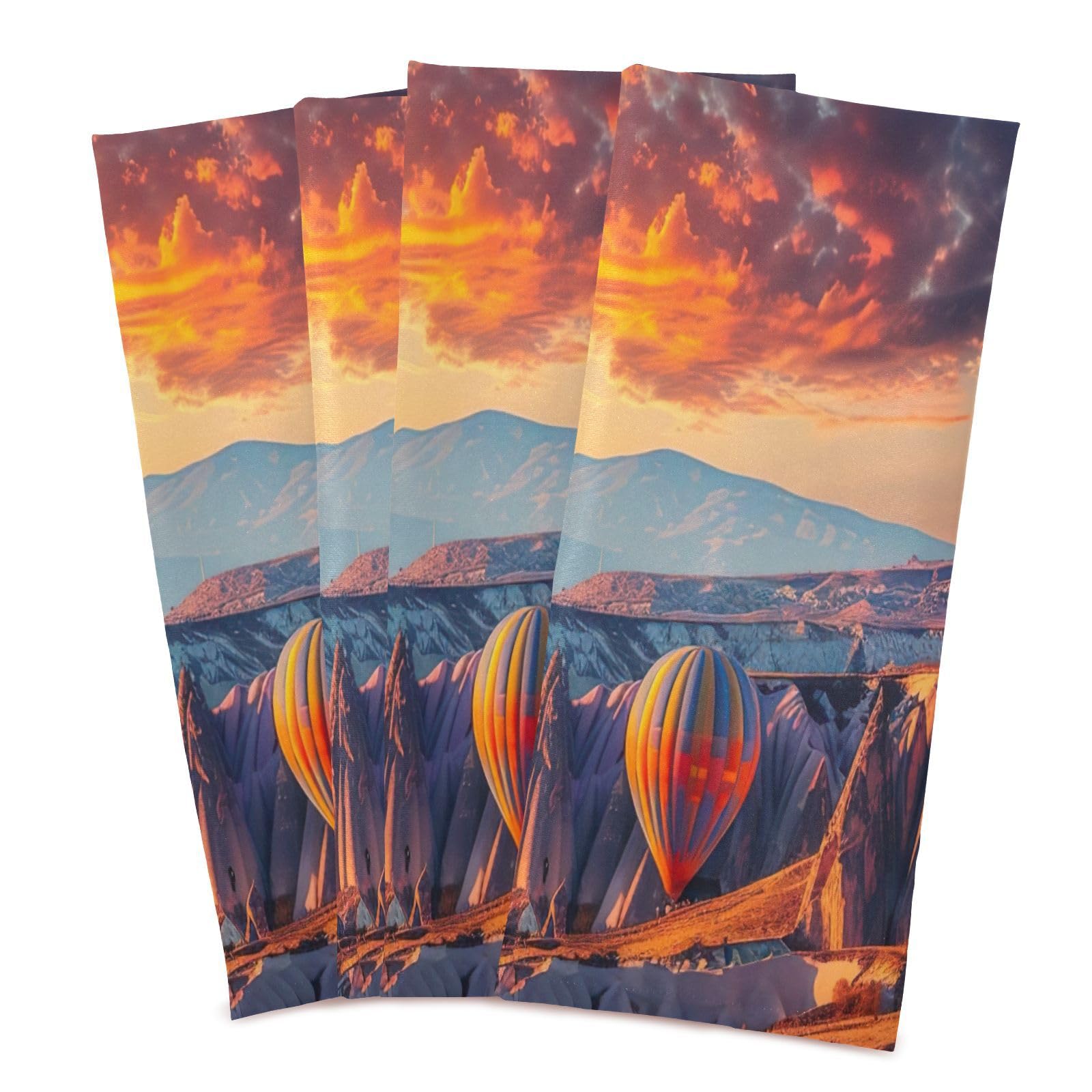 STAYTOP Beautiful Hot Air Balloon Kitchen Dish Towel Set,4Pcs Drying Kitchen Towels Tea Towels Gift Set for Drying Cleaning Cooking Baking