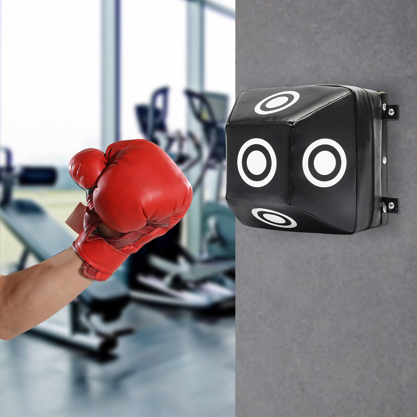 YUNLAIGOTOP Wall Mount Uppercut Boxing Training Punching, Training Punching with Marking Points Punching Target, Adjustable Boxing Training Wall Target for Bedroom, Study, Living Room, Gym(Black)