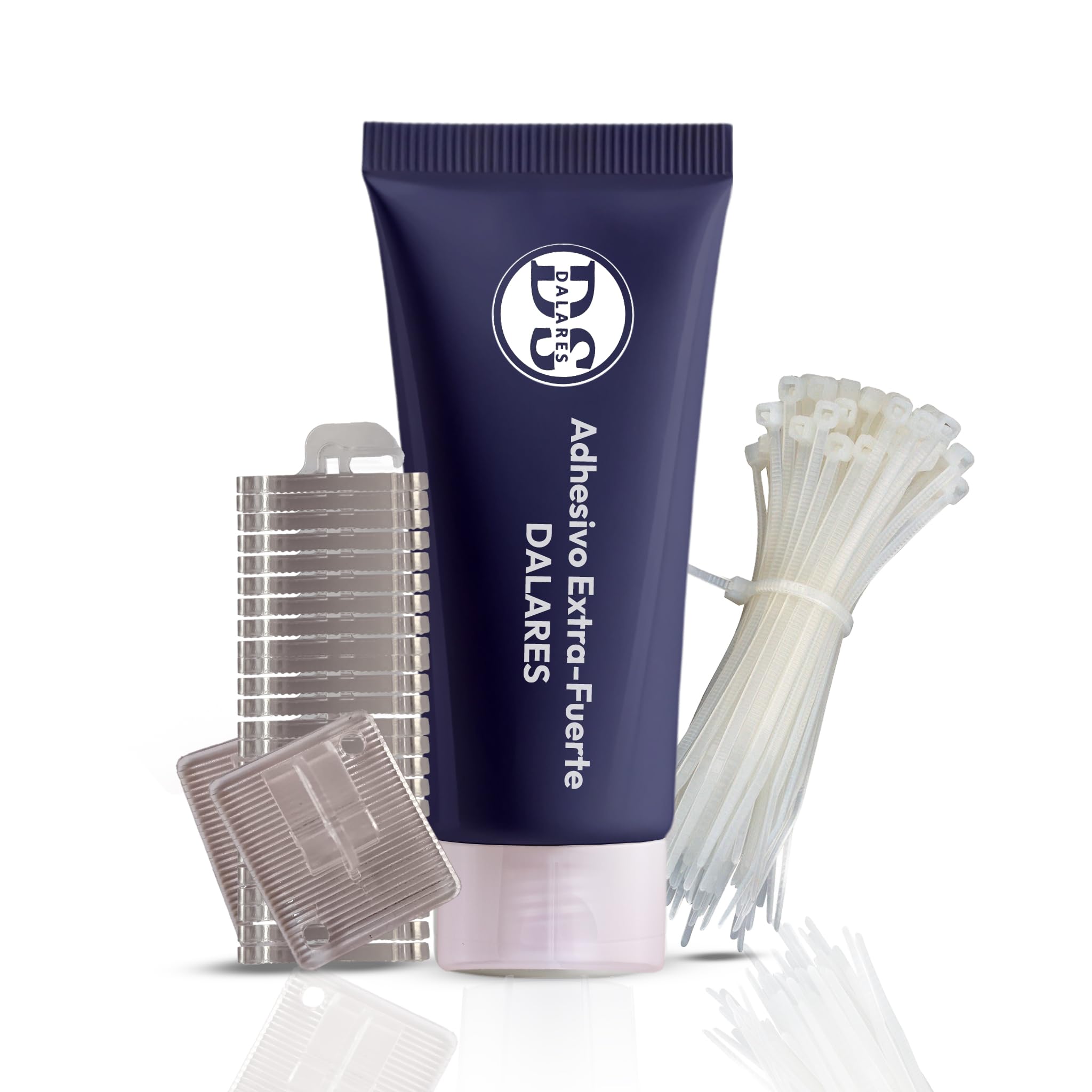 DALARES | Kit Fijación de Red para Gatos Sin Taladro | 50 Ganchos Transparentes+25 Bridas+Pegamento Extrafuerte | Instalación Red Gatos Terraza | Red Balcón Gatos Sin Agujeros | Montaje Fácil/Seguro