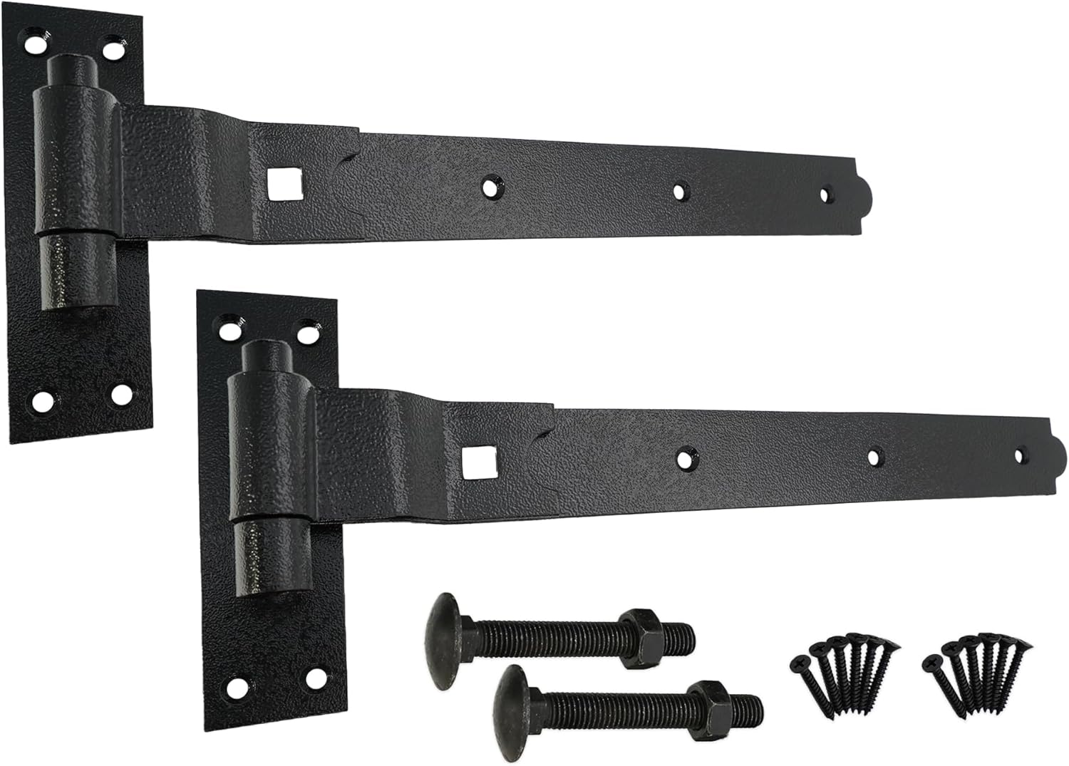 Heavy Duty Door shed BARN GATE Hook & Band Hinges CRANKED & Straight - Black (2 x 18" CRANKED Hinges)