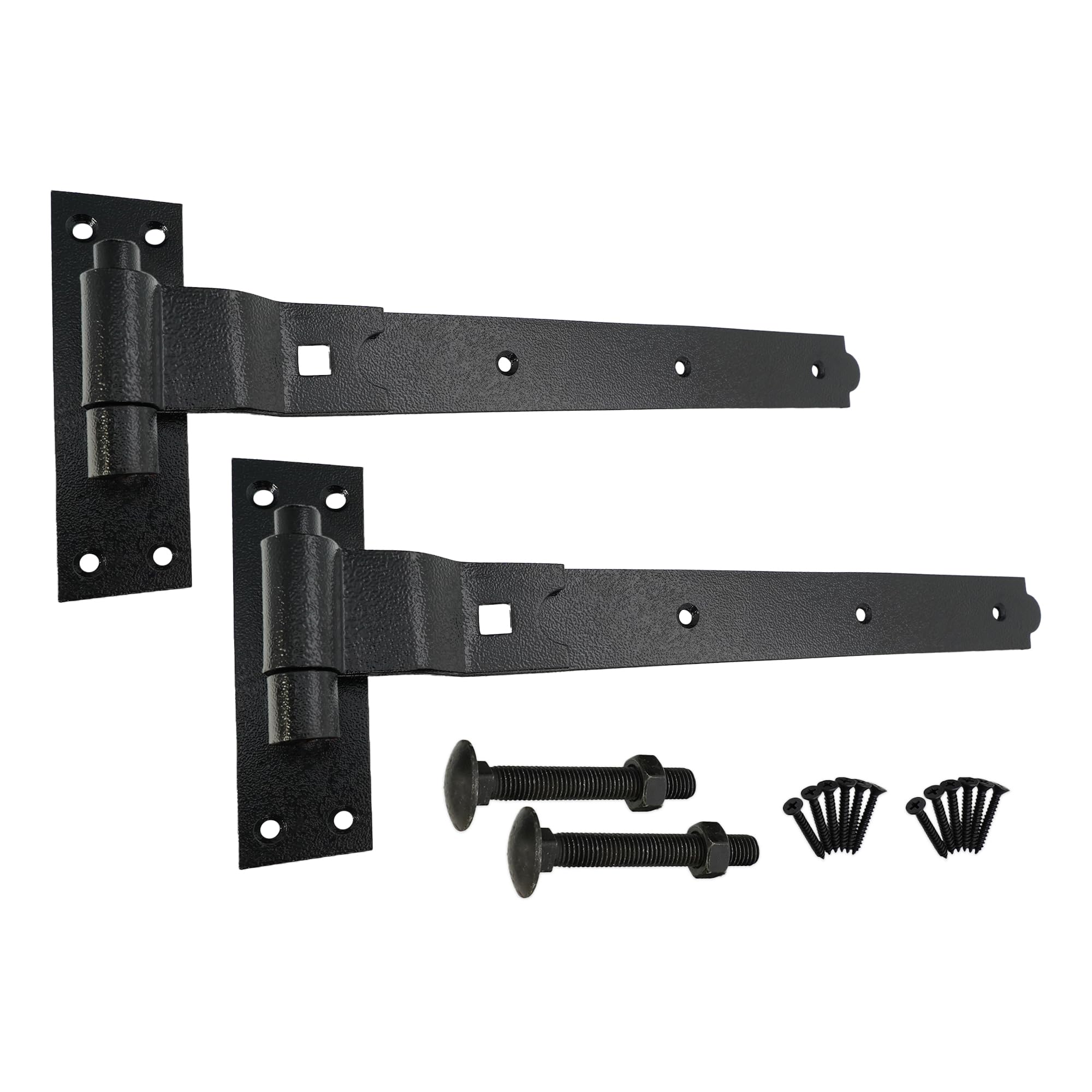 Infinity Decor Cranked or Straight Heavy Duty Hook and Band Iron Gate Hinges Pair in Epoxy Black (2 x 18 CRANKED Hinges) — image 1