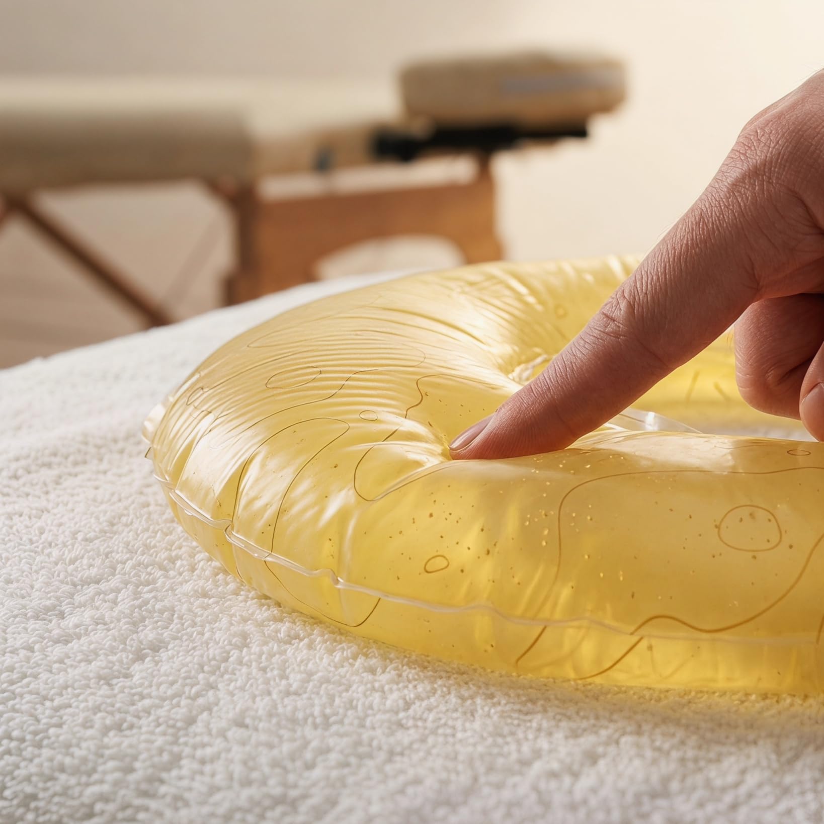 Gesichtsmassagekissen aus Silikon mit Blumenmuster – Ultra-dünne Massageauflage für Bauchlage, Professionelles Massagekissen für Kosmetikliege & Wellness – 27,5 x 26,5 cm, Gelb