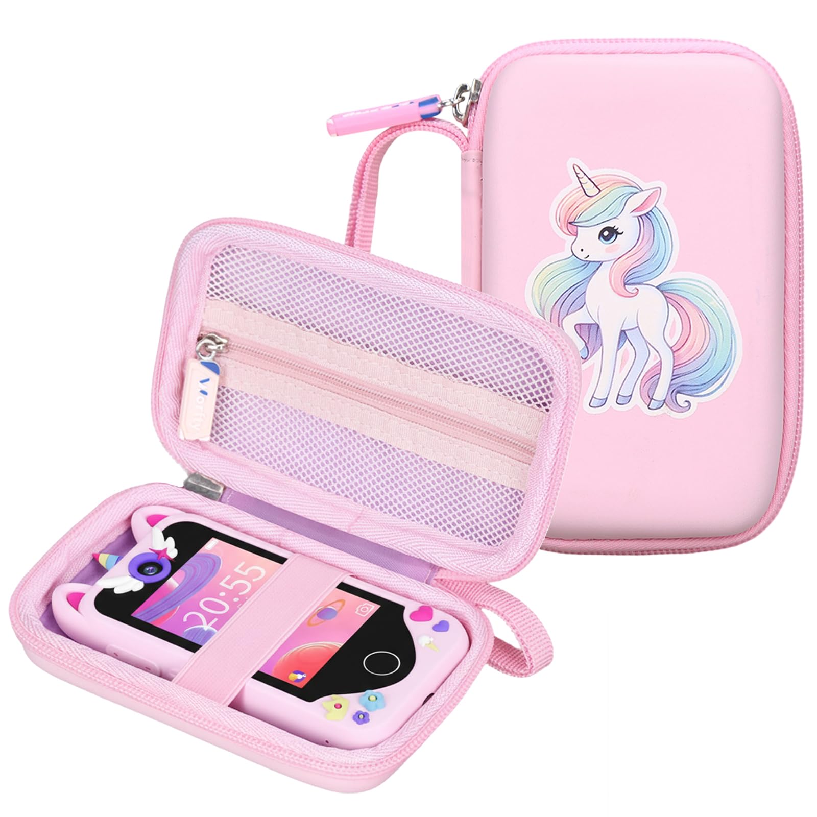 worfty Kids Smart Phone Case for Yosfeng for KOKODI for Meetrye Kids Smart Phone Girls Toy, Pink Unicorn Kid Smart Phone Case (Case Only) (