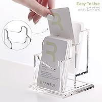 Vista 6 de SANRUI Soporte vertical para tarjetas de visita – Soporte de exhibición de escritorio acrílico transparente de 2 niveles para oficina, hogar