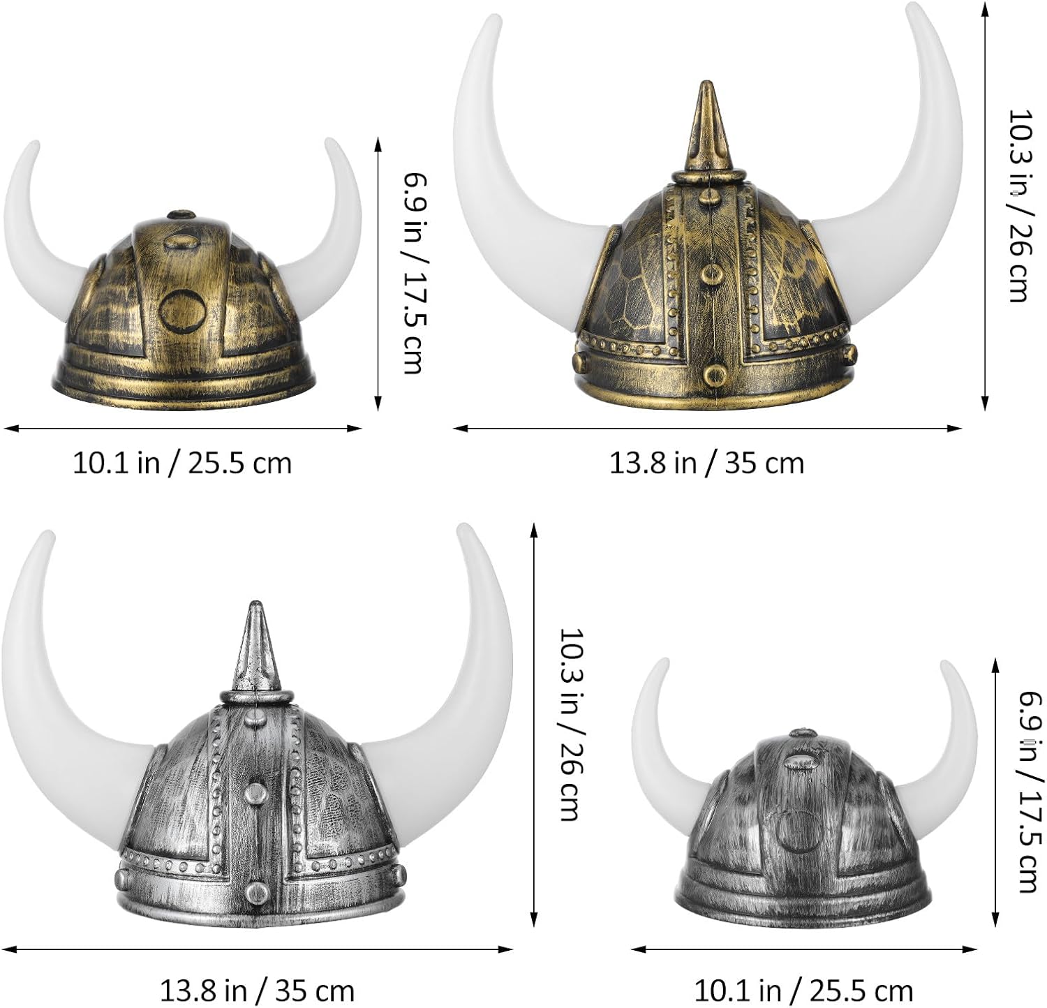 4Pcs Viking Helmet with Ox Horns for Women and Men, Medieval Festival Party Hat, Halloween Cosplay Role Playing Photo Prop, Comfortable Dress-Up Accessory