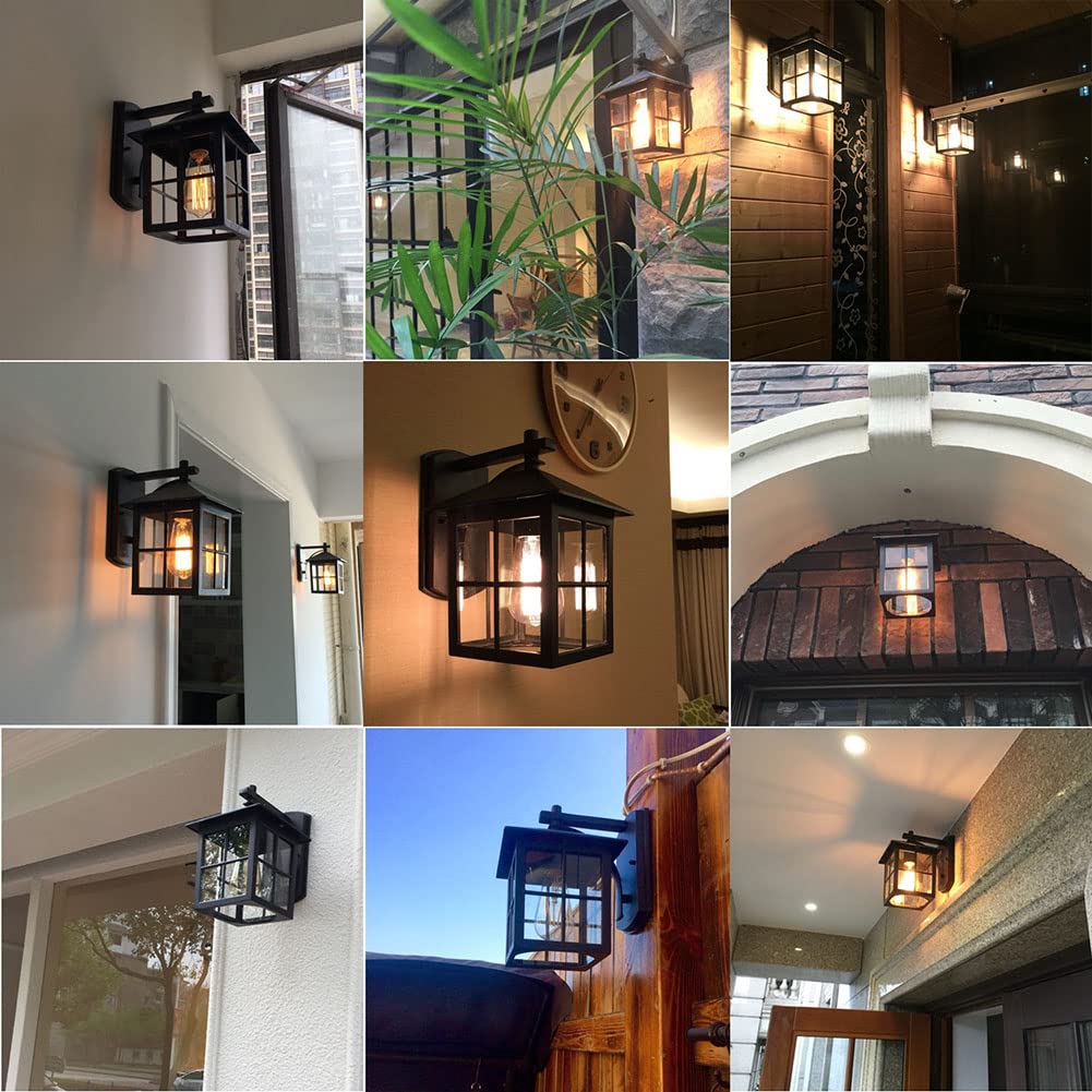 Außen Vintage Wandleuchten 10.4 "H Wasserdicht Schwarz Wandhalterung Porch Lights Europäische Wandleuchte Außenwandlaterne für Garageneinfahrt Bauernhaus Restaurant