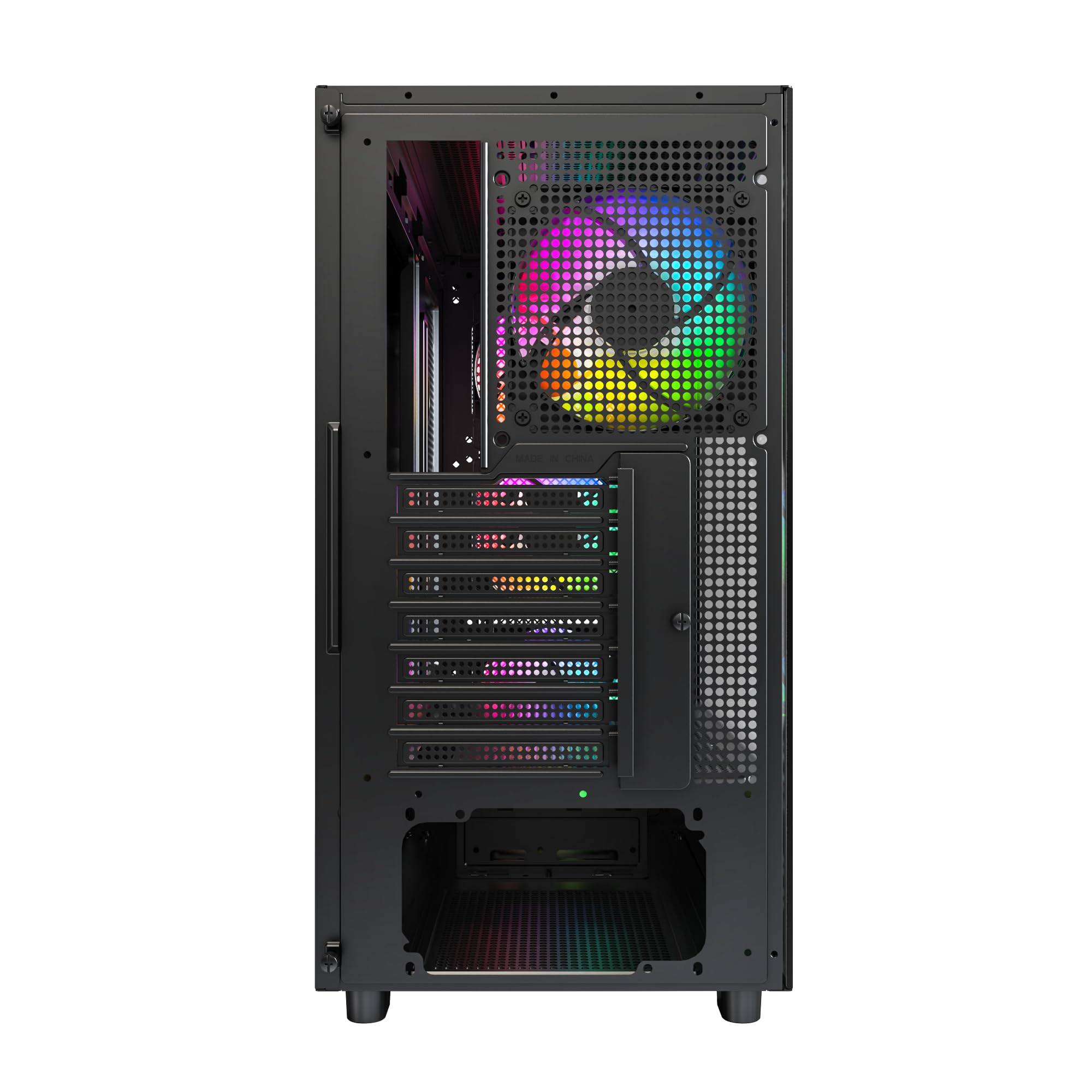 MONTECH XR Bois, façade en Noyer Noir véritable, boîtier de Jeu PC ATX, Panneau latéral en Verre, 4 Ventilateurs GF120 ARGB PWM pré-installés, Noir