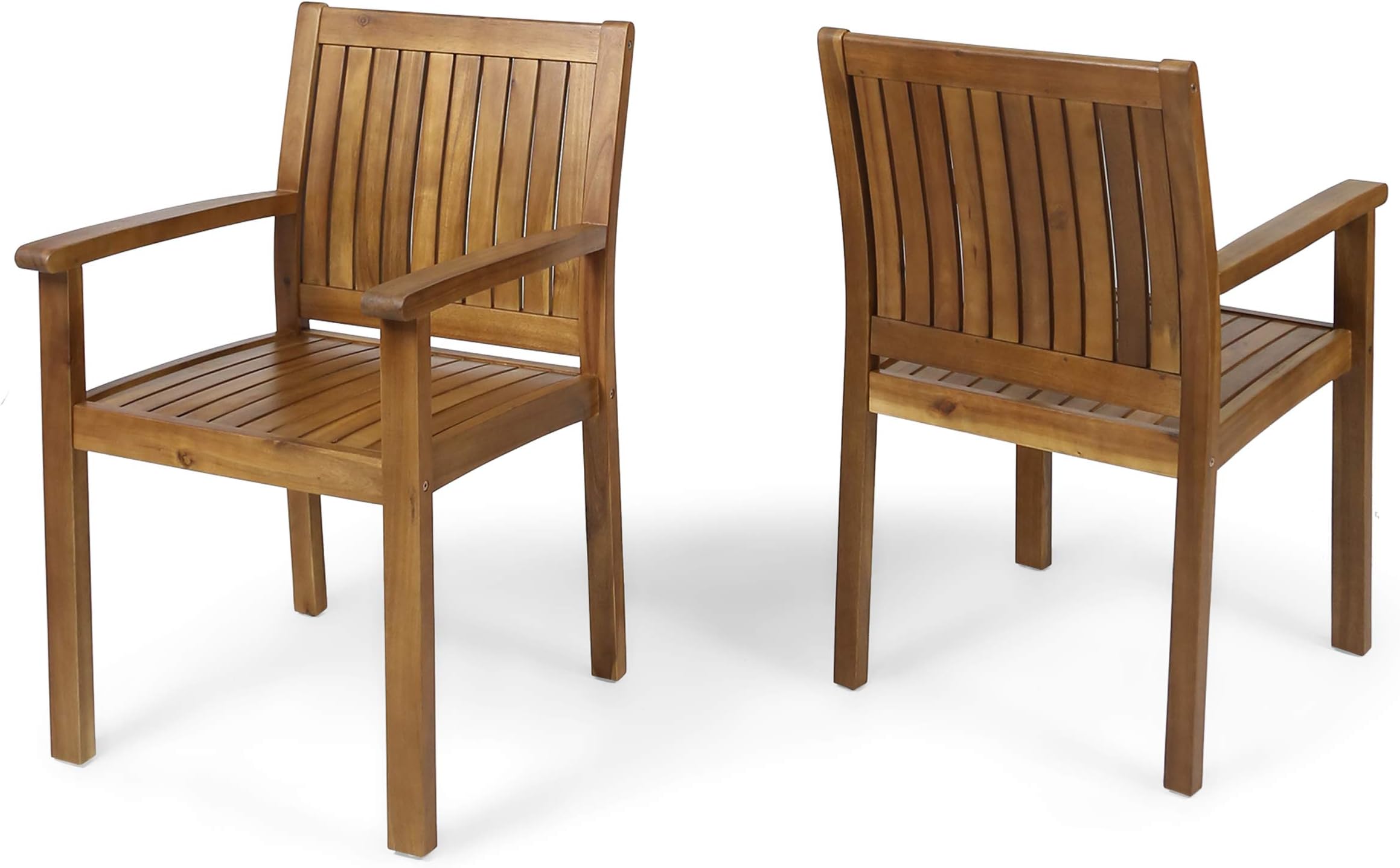 Christopher Knight HomeTeague Outdoor Acacia Wood Dining Chairs (Set of 2), Teak Finish