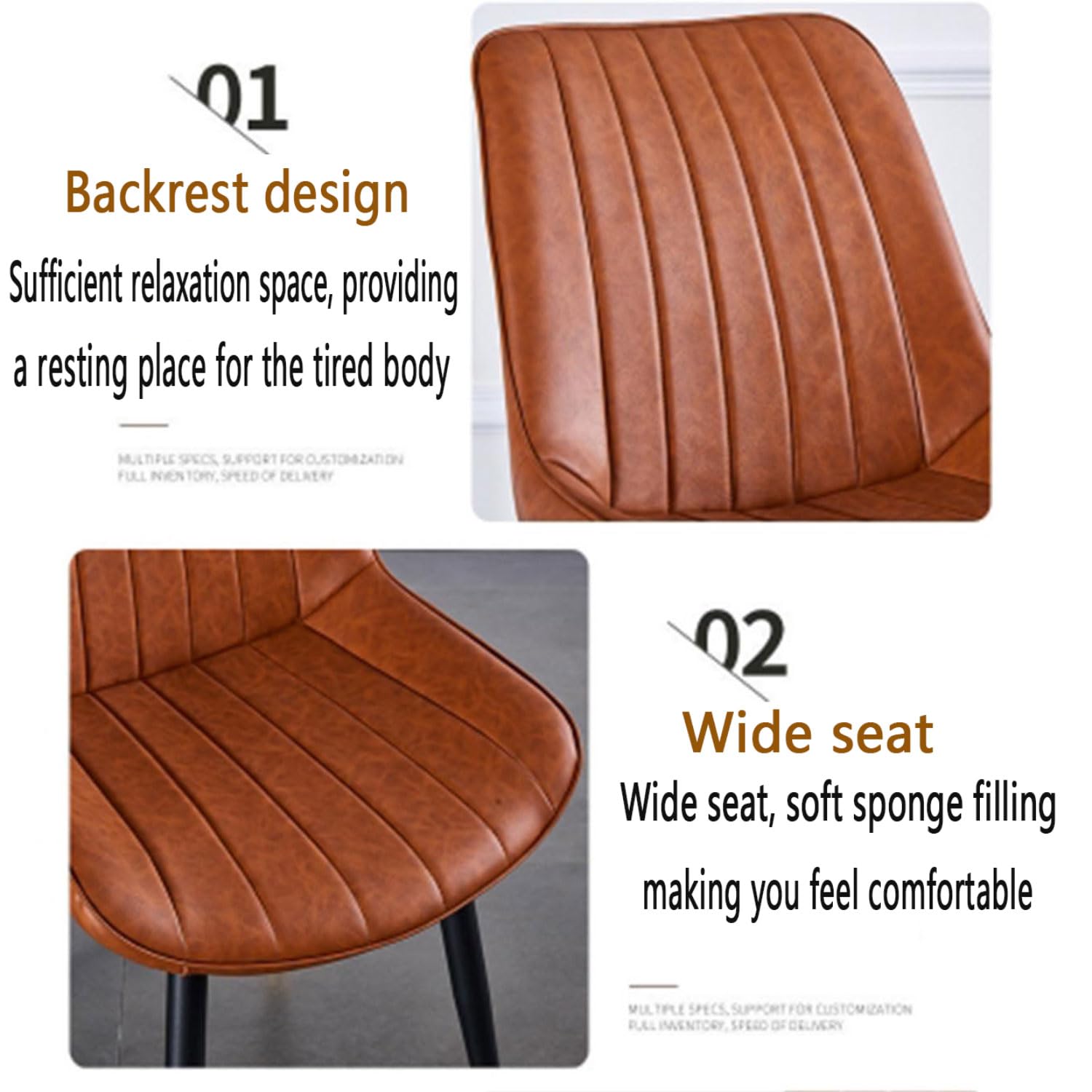 Sillas de Comedor Juego de 4 Sillas de Metal para Cocina con Asiento y Respaldo Suaves, Silla de Mesa de Comedor Asiento Cómodo y Tapizado con Polipiel,para Comedor Cocina