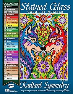 Radiant Symmetry Stained Glass Color by Number: 100 Exquisite Symmetrical Patterns for Stress Relief and Mindful Calm (Stained Glass Color By Number Collection)