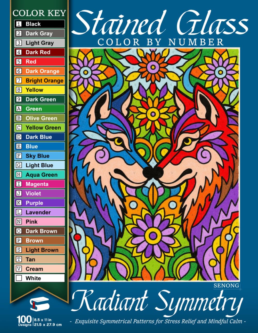 Radiant Symmetry Stained Glass Color by Number: 100 Exquisite Symmetrical Patterns for Stress Relief and Mindful Calm (Stained Glass Color By Number Collection)