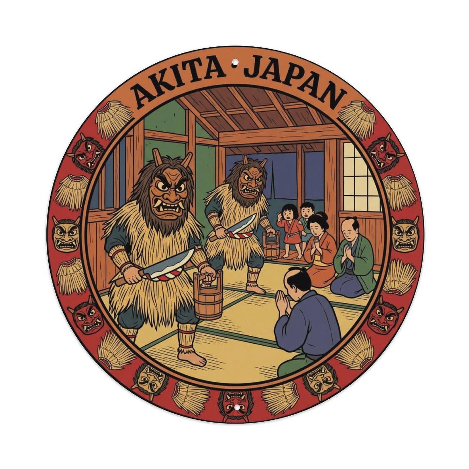 Namahage Demon New Year Ritual Straw Festival Culture Metal Tin Sign