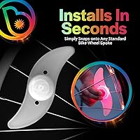 Vista 3 de Brightz SpokeBrightz Luces LED para Rueda de Bicicleta, Pack de 2 - Modos de Cambio de Color y Selección de Color - Ilumina tus Radios - Transforma