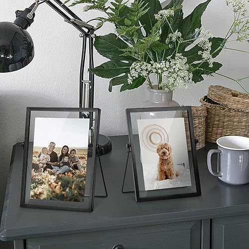 Miniatura 8 de ZONYEO - Juego de 3 portarretratos de cristal, colección de marcos flotantes de metal simple con cubierta de cristal, incluye 4 x 4, 4 x 6, 5 x 7