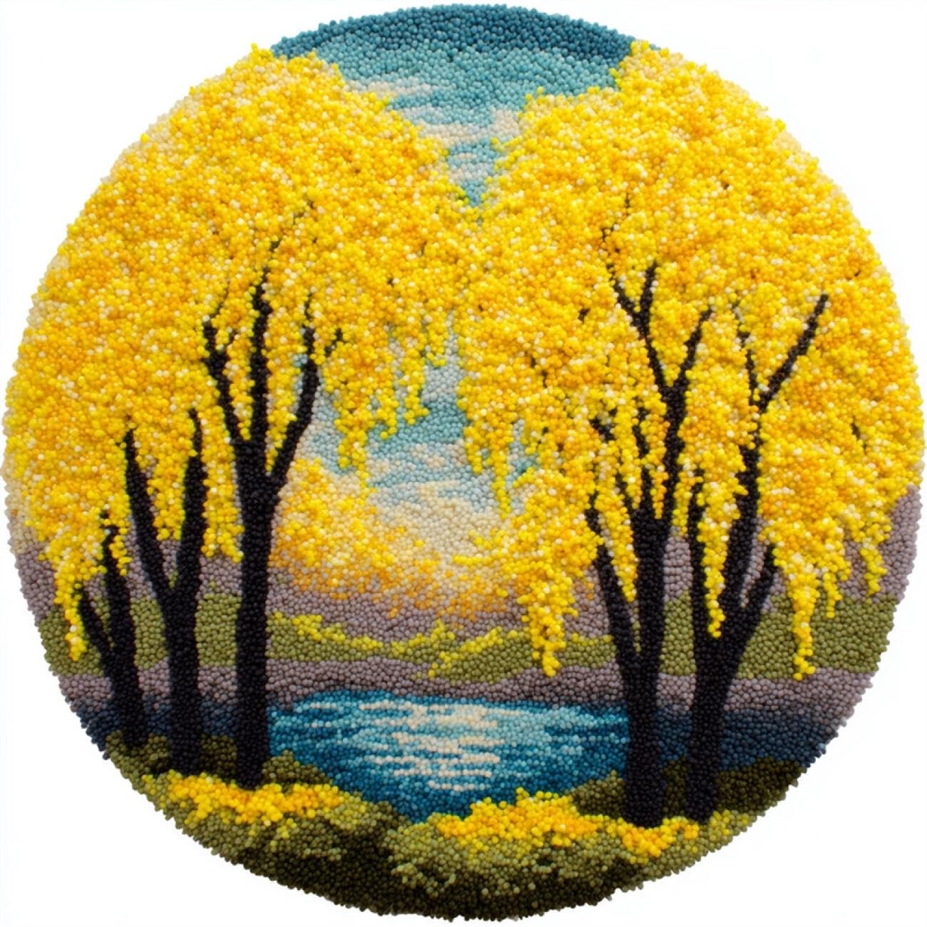 Kitquiver P Latch Hook Rug Kits Autumn Forests 80X80cm