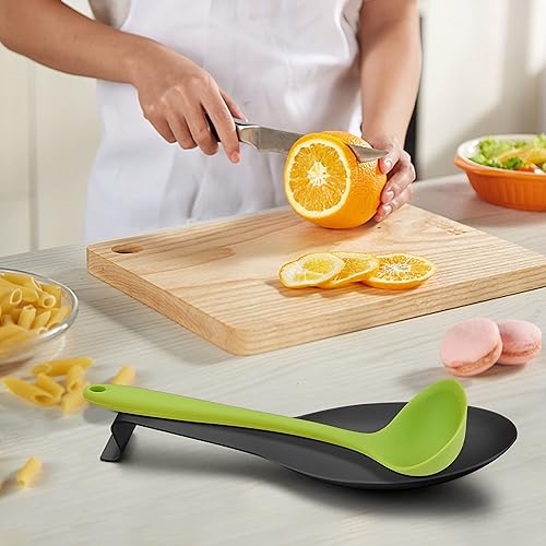 Miniatura 7 de Homikit Juego de 2 soportes para cucharas de acero inoxidable para encimera de cocina, soporte para espátula, resistente, apto para lavavajillas