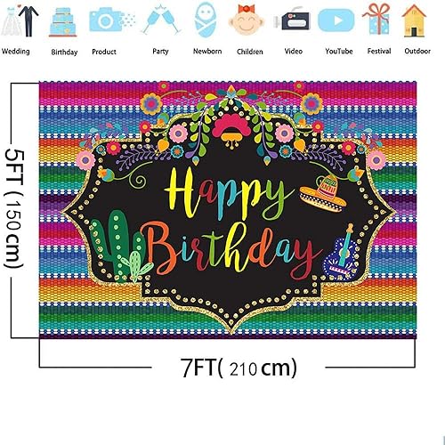Miniatura 4 de Telón de fondo de fiesta mexicana para fiesta de cumpleaños mexicano, decoración de fiesta temática mexicana, cartel de decoración de fiesta de