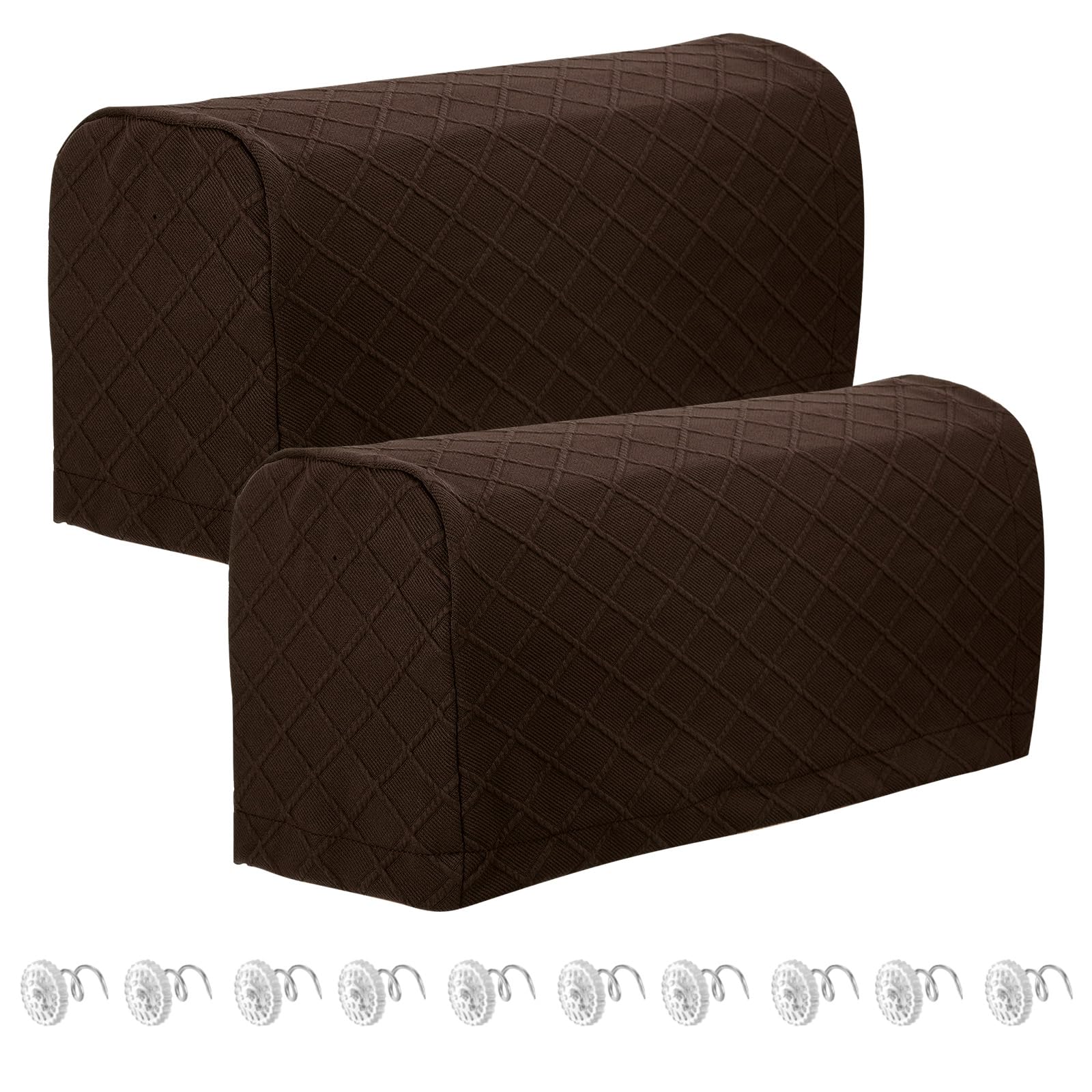 uxcell 2pcs Stretch Armrest Covers, Couch Arm Covers with Twist Pin, Sofa Armrest Cover Non Slip Furniture Protector for Recliners Sofas Chair Coffee