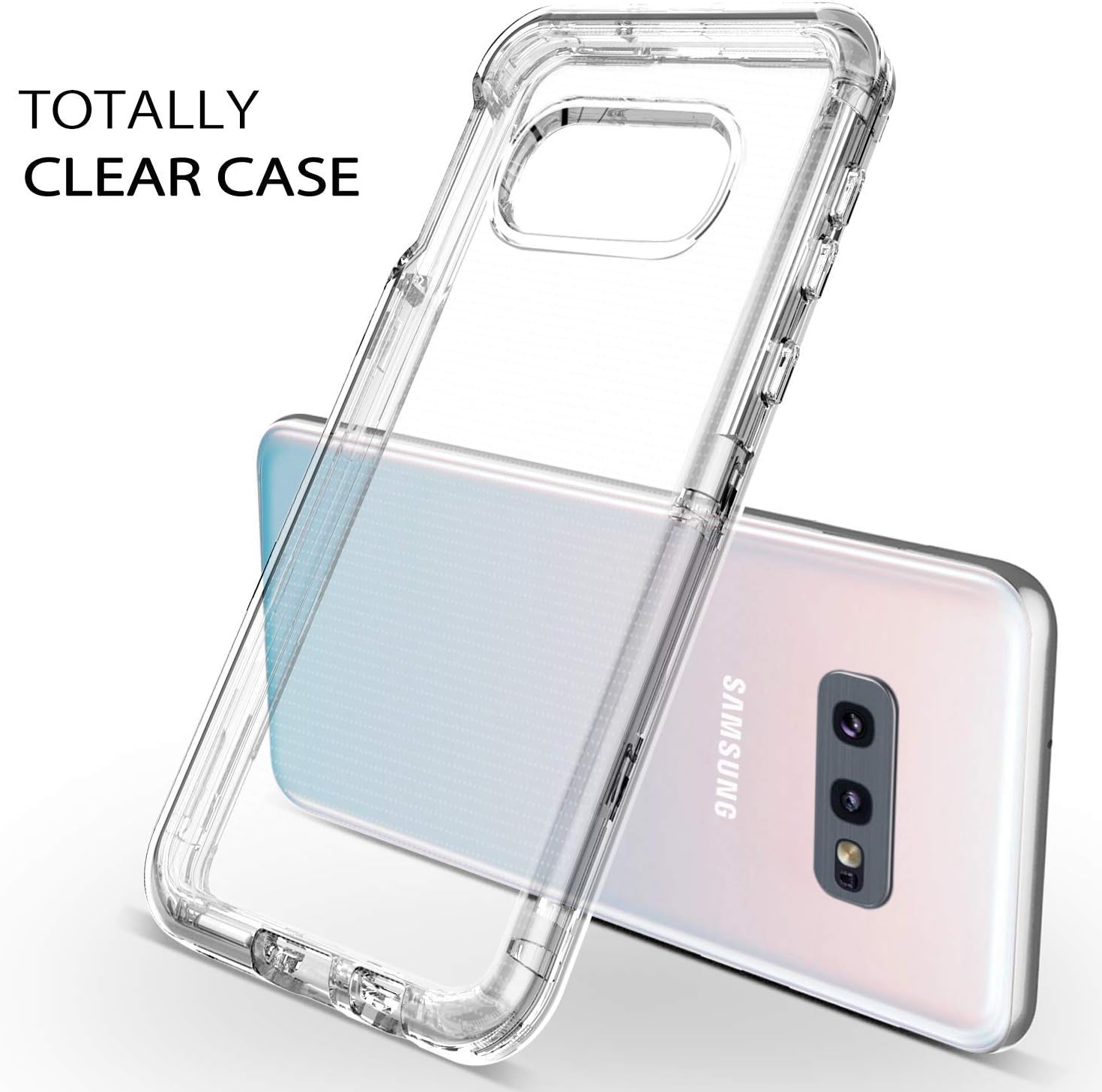 DUEDUE Galaxy S10e Case, 3 in 1 Shockproof Drop Protection Heavy Duty Hybrid Hard PC Cover Transparent TPU Bumper Full Body Protective Case for Samsung Galaxy S10e 5.8'' 2019, Clear