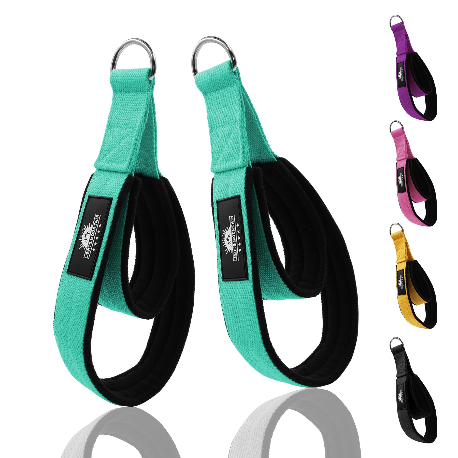 1 Pair Pilates Double Loop Straps for Reformer Fitness D-Ring Straps Handle, Yoga Exercise Accessories for Home Gym Workout
