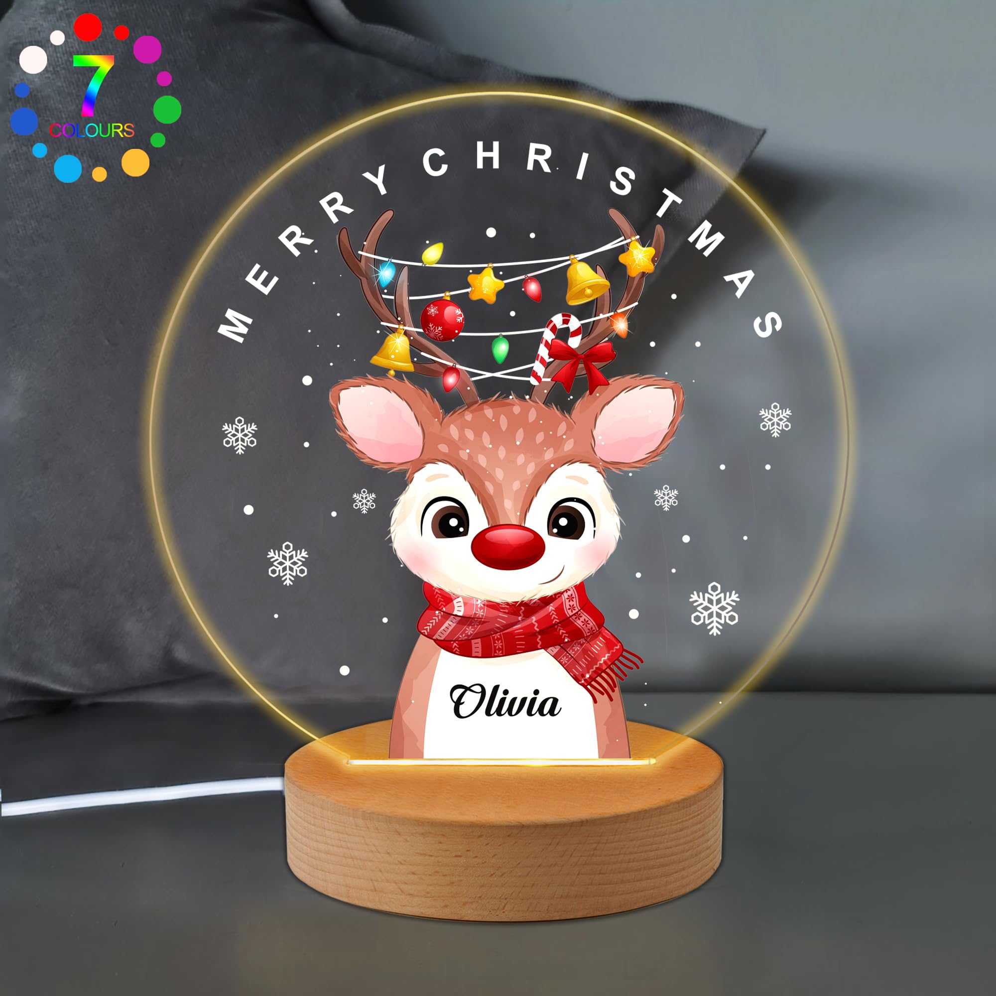 Personalised Night Light Custom Christmas Night Lights Gifts Acrylic Xmas Gifts with Any Name Night Light Kids Baby Night Light Night Lamp for Son Daughter Toddler Grandson Bedroom Decor(Design 2)