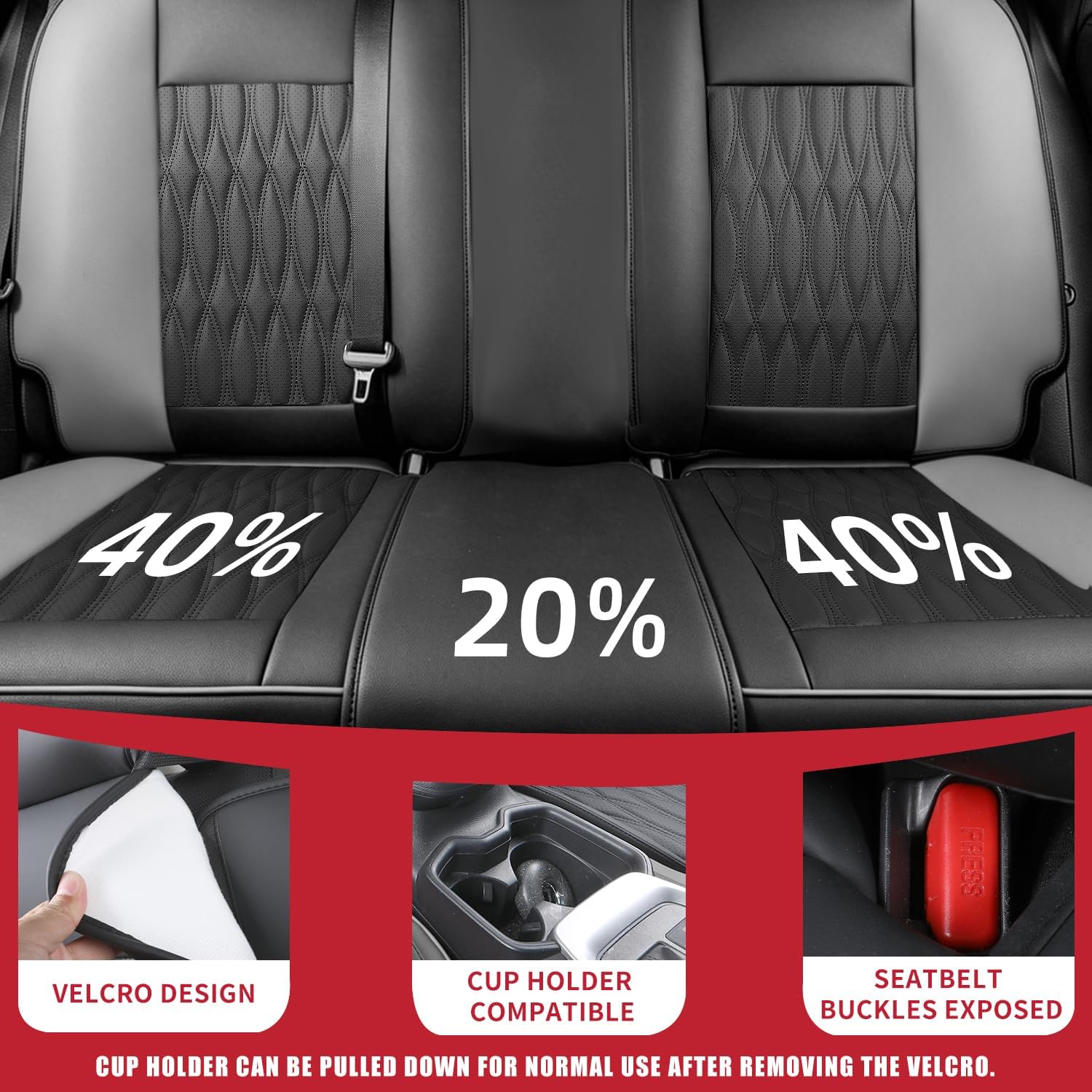 Car Seat Covers , Luxury Breathable Waterproof Faux Leatherette Car Seat Covers Cushion Protectors with Lumbar Support, Car Seat Cushion, Universal Fit Most Cars (Black-Gray, Full Set - 5 Seats)