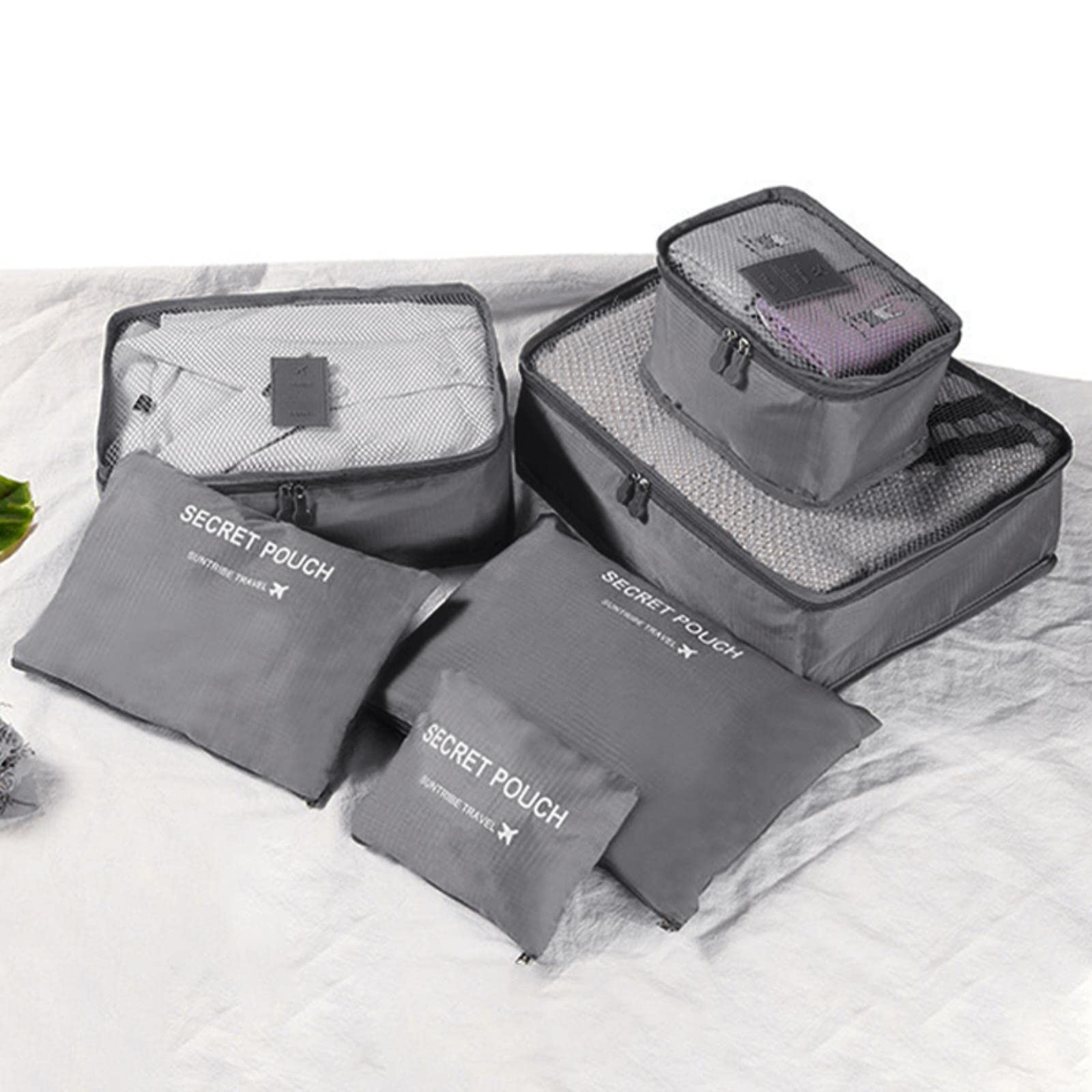 Zestaw 6 sztuk Organizator podróży Torby do przechowywania Zestaw do pakowania walizek Futerały do przechowywania Przenośny bagaż Tkanina But Tidy Etui-różowy czerwony