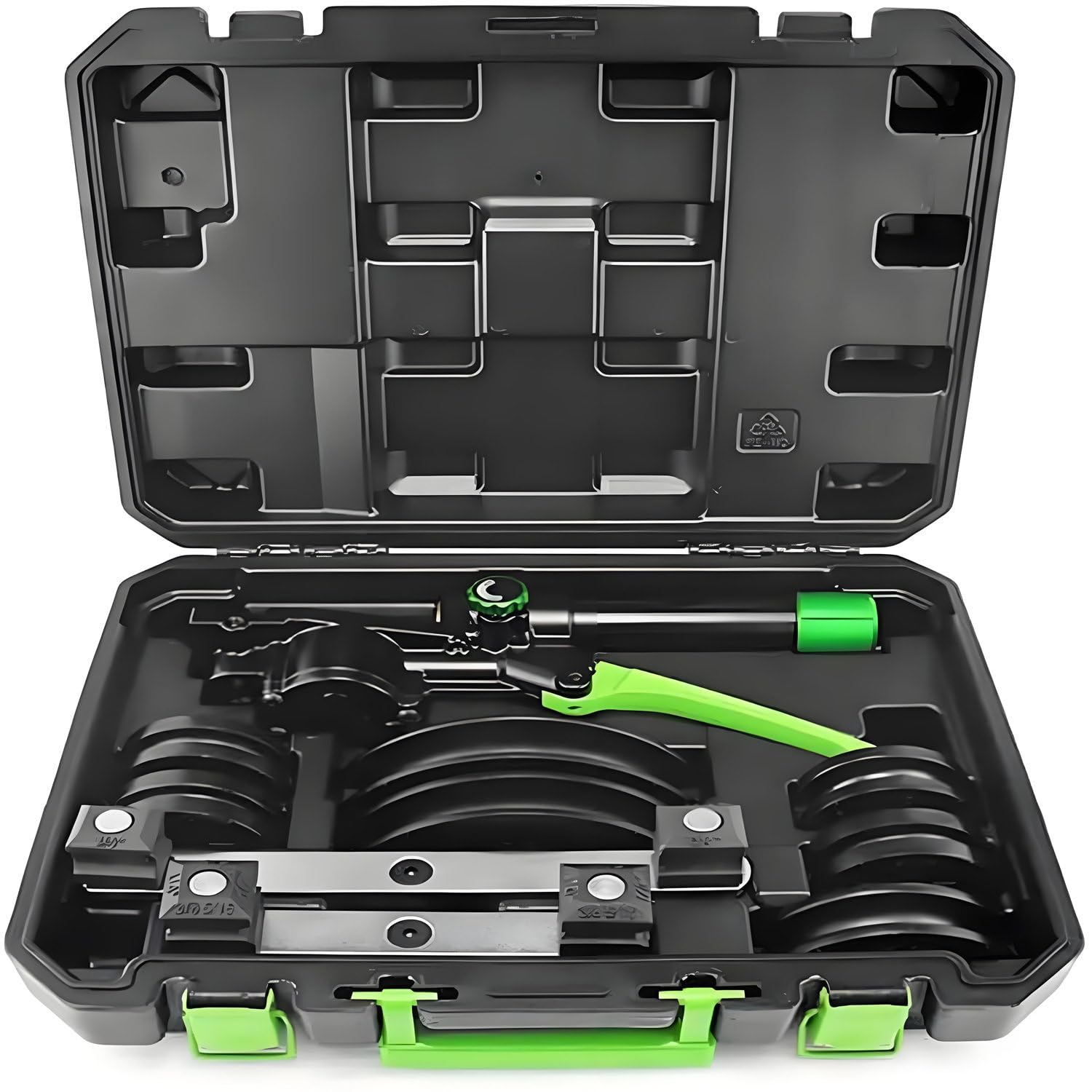 Kit de doblador de tubos hidráulicos, juego de herramientas HVAC de tubo de cobre de 90° con 7 troqueles para tubería de refrigerador de CA