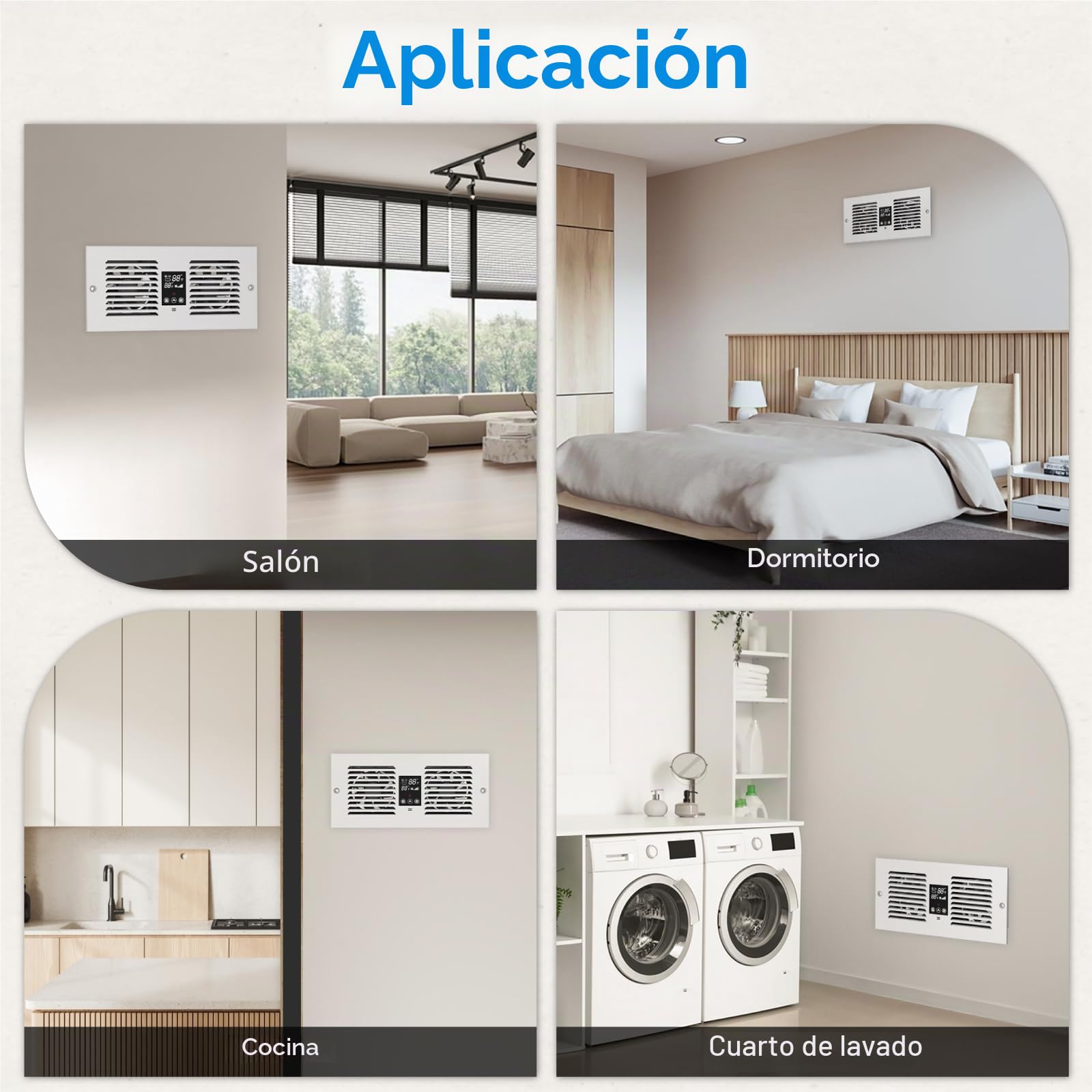 Ventilador de habitación a habitación con control remoto, ventilador de pared de 300 CFM con control de temperatura, ventilación circulante de 5 velocidades, para cocina, lavandería
