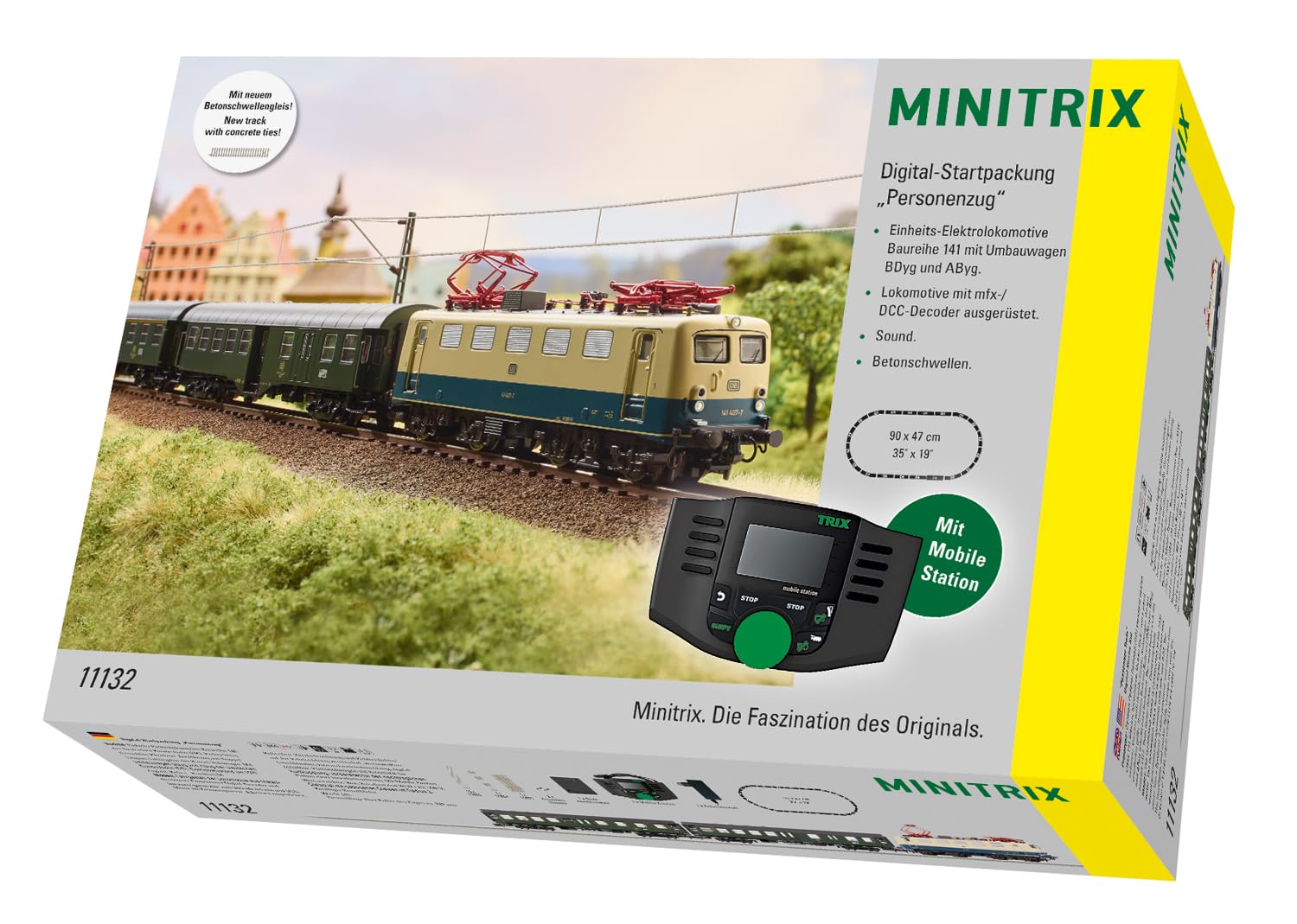 Minitrix Kit di avviamento digitale per treno passeggeri – Modellino treno con locomotiva, carrello, binari e controllo digitale – modello di treno realistico – dai 15 anni – Traccia H0-11132