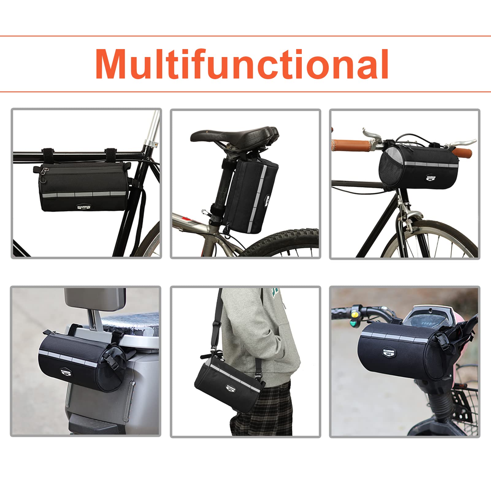 Borsa Da Sella Piccola Per Telaio Bici | Anteriore Mountain Bike In Nylon Nero
