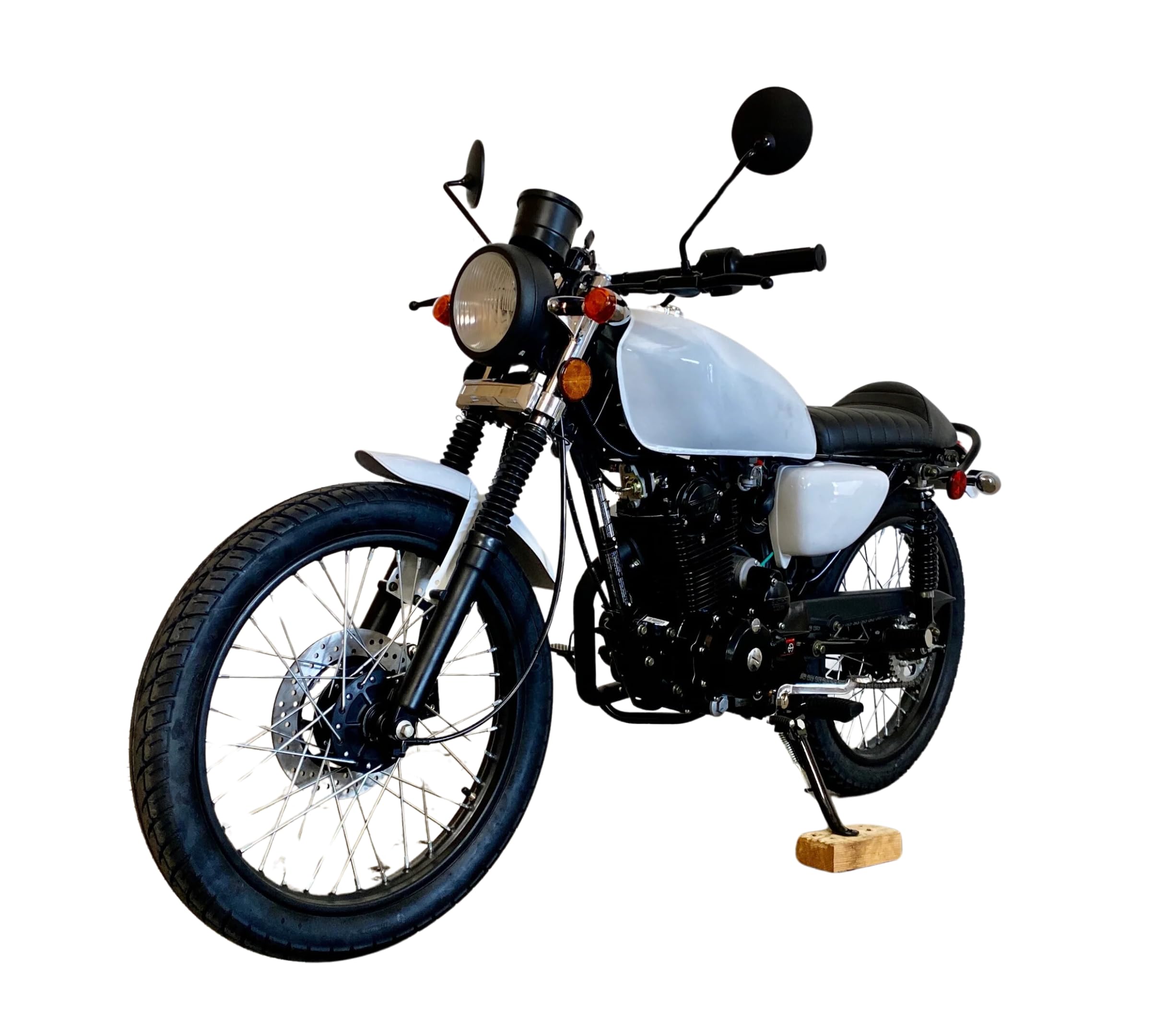 BELMONTE BIKES 250CC Venom Sportster Chopper Cafe Racer Motorcycle 5-Speed Transmission (White)